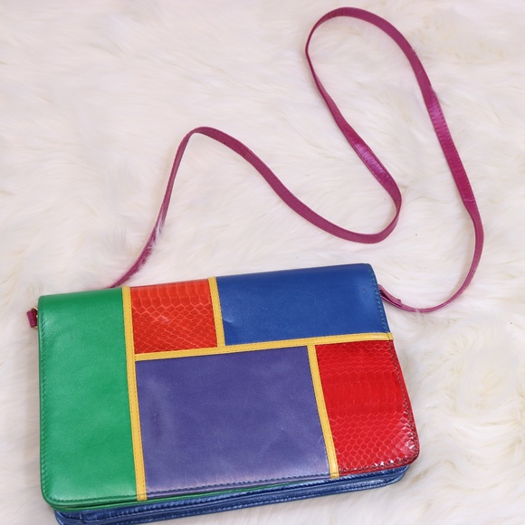 J.Renee Handbags - Vintage J Renee Colorful Color block Leather Purse